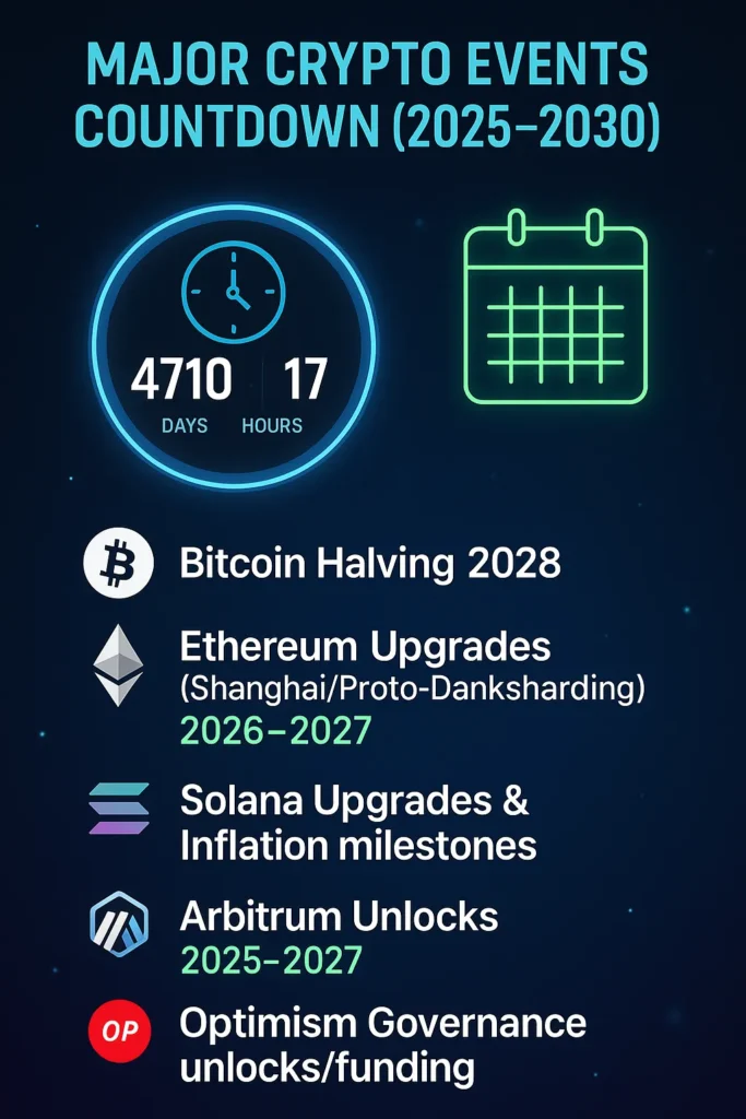 Major Crypto Events Countdown (2025–2030)